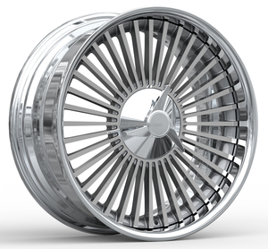[Polished] <span class=keywords><strong>Jante</strong></span> en alliage d'aluminium forgé en deux parties, couleur gris clair, avec face usinée et canon poli pour Corvette C2 - Product Image 3