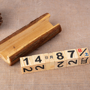 Wooden Calendar Craft <b>Desk</b> Calendar Block Small Perpetual Calendar <b>Rustic</b> Style Pine Material Rectangle Shape 2pcs Time - Product Image 3