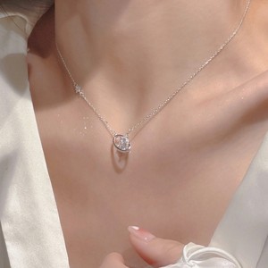 Collier simple rétro tendance en argent pur S925 avec zircon, chaîne de clavicule tendance, bijoux légers en gros - Product Image 4