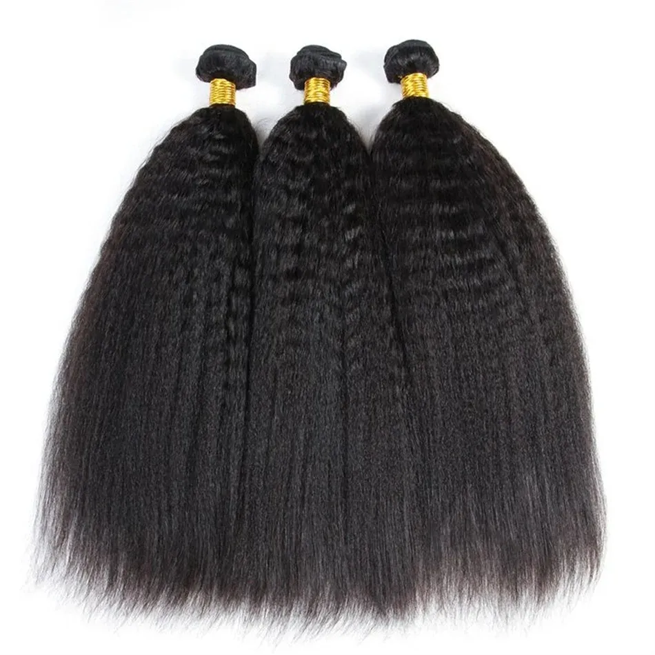 Raw Cambodian Kinky Straight Human Hair Bundles Natural Color 100% Human Hair Kinky Straight weft Hair Extensions