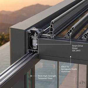 <span class=keywords><strong>Pérgola</strong></span> de Aluminio con Techo Bioclimático de Lamas y Paredes de Cristal, Terraza de Lujo, Solárium a <span class=keywords><strong>Precio</strong></span> de Fábrica para Bar en Azotea Comercial - Product Image 4