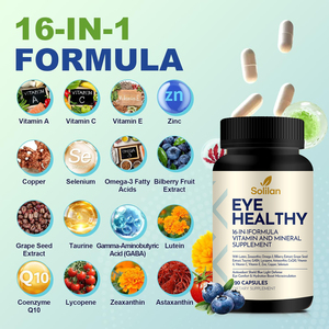 Tiongkok OEM 16 dalam 1 Formula Herbal alami Zeaxanthin Lutein perawatan kesehatan mata kapsul suplemen mineral vitamin - Product Image 6