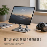 Support de tablette rotatif à 360° en alliage d'aluminium, support de lecture réglable pour iPad, logo personnalisé OEM