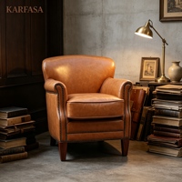 Fauteuil club vintage en cuir PU avec garniture cloutée, accoudoirs roulés, pieds en bois massif, monoplace, pour salon et chambre