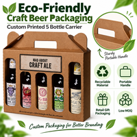 Sac cadeau pour cinq bouteilles de vin, prêt à la vente, fabriqué avec des ouvertures en carton de qualité supérieure et un délai de livraison rapide pour la commercialisation d'alcool.