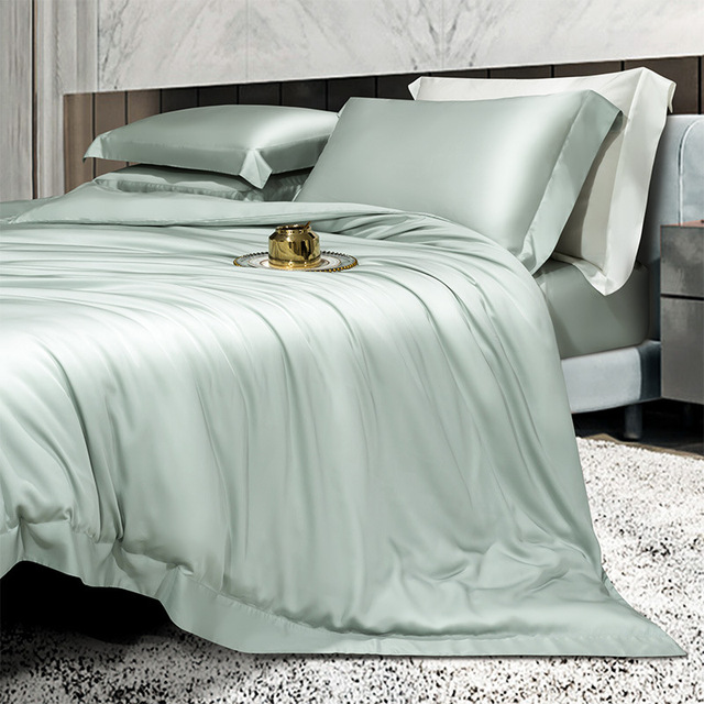 Organic Bamboo Bed Sheet Bedding Set Luxury Eco-friendly Bamboo Fitted Sheet Deep Pocket 100% Linen Bamboo Quilt Cover Set