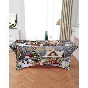 ผ้าคลุมโต๊ะยืดได้แบบยืดหยุ่นในฤดูหนาวสำหรับโต๊ะสี่เหลี่ยมผืนผ้า8ฟุตสำหรับงานแต่งงานเทศกาลคริสต์มาสงานค็อกเทลปาร์ตี้4ft สำหรับโรงแรม - Product Image 2