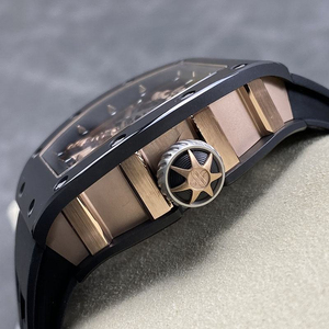 Reloj Tourbillon Samurai de Cerámica Negra para Hombre, Reloj Mecánico de Lujo con Esqueleto y Correa de Goma Negra - Product Image 3