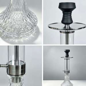 Cachimba de Vidrio Transparente Moderna con Base Metálica y Accesorios para Salón, Bar y Uso Doméstico - Product Image 2