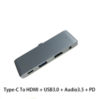 Hub USB-C 4-en-1 Jasoz pour appareils MAC OS/Windows/Linux, avec USB 2.0, USB 3.0, VGA, charge PD, en alliage d'aluminium avec boîte