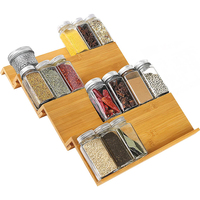 Organisateur de tiroir à épices vintage en bambou fait main à 4 niveaux, insert pour bocaux à assaisonnements, rangement pour armoires de cuisine