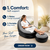 Canapé gonflable portable en PVC écologique transfrontalier, fauteuil inclinable pliable, design moderne pour extérieur, couleur personnalisable, salon