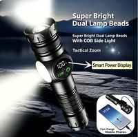Lampe torche LED COB rechargeable en aluminium, 2000 lumens, 30W, avec indicateur de batterie 26650, longue portée, lumière puissante, magnétique et zoomable