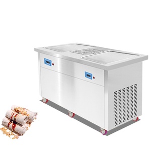 Machine à rouleaux de crème glacée professionnelle PF2S-6C avec plaque froide double carrée - Product Image 1
