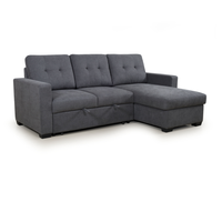 Canapé-lit sectionnel en tissu gris foncé en forme de L avec rangement et chaise longue pour salon, appartement, mobilier de maison