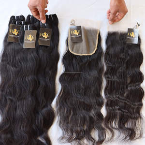 Extensiones de pelo liso con cierre de encaje, cabello Natural ondulado sin procesar, venta al por mayor - Product Image 1