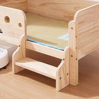 Lit pour animaux de compagnie moderne en bois massif avec garde-corps surélevé, canapé pour chiens âgés, compatible avec les robots aspirateurs, XL 114cm 110lbs