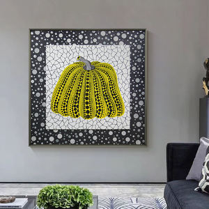 Cuadro Decorativo Cuadrado Abstracto de Calabaza para Sofá, Bordado Artesanal en Tela con Marco - Product Image 2