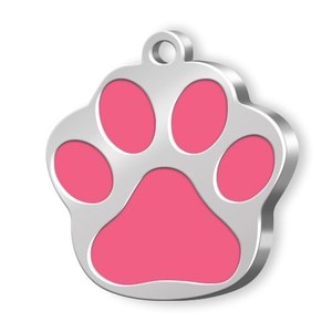 Placa de Identificación para Mascotas, Diseño de Pata Grande, Color Rosa, Metal, para Perros y Gatos - Product Image 1