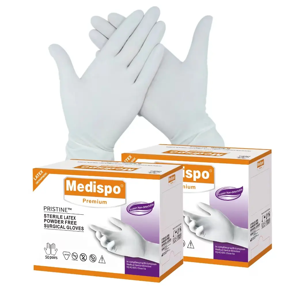 Guantes de látex de goma natural desechables biodegradables de grado médico Premium