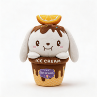 Peluche Lapin Crème Glacée Personnalisée - Coton PP Super Doux Écologique Brodé, Cadeau Saint-Valentin pour Enfants, Anti-Stress, Faible MOQ