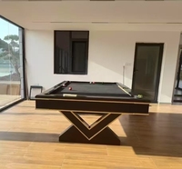 Table de billard professionnelle en ardoise de 8 pieds, personnalisée, avec pieds en V, nouveau design, cadre en bois massif, pour club et bar