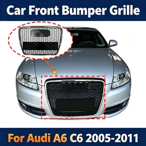 ตะแกรงกันชนหน้ารถยนต์สำหรับ A6 C6 ปี 2005 2006 2007 2009 2010 2011 รุ่น RS6 S6 สไตล์ตาข่ายครอบด้านล่าง อุปกรณ์ตกแต่ง - Product Image 1