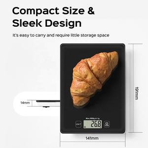 웰랜드 고강도 강화유리 전자 플랫폼 디지털 주방 음식 저울 5kg 배터리 작동 - Product Image 1