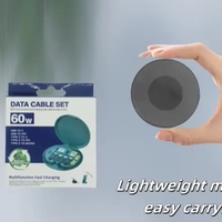 Kotak penyimpanan kabel 60Watt, Set Kit kabel Mini multifungsi kualitas bagus 60W isi daya Cepat 6 in 1 pengisian daya Usb Tipe C