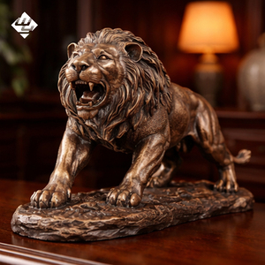 Sculptures d'animaux en bronze antique, figurines de léopard en <span class=keywords><strong>laiton</strong></span> faites à la main, ornements de bureau vintage pour hôtel, villa, intérieur - Product Image 4
