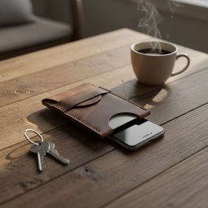 Portefeuille Homme en Cuir Véritable de Vachette, Format Court, avec Poche Avant, Porte-Cartes RFID Fin, Doublure en Nylon Portable - Product Image 3