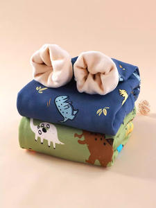Ensemble de sous-vêtements thermiques pour enfants, doublé de velours, garçons et filles, vêtements chauds pour bébé, automne, hiver, dinosaure, vêtement teint en pièce, imprimé - Product Image 6