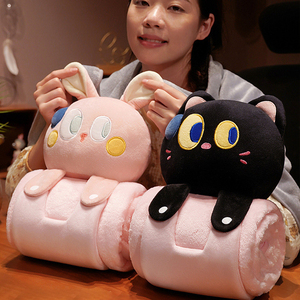 Bantal Selimut Boneka Hewan Lucu Portable Penghangat Tangan Bantal Selimut 2in1 untuk Anak dan Dewasa - Product Image 6