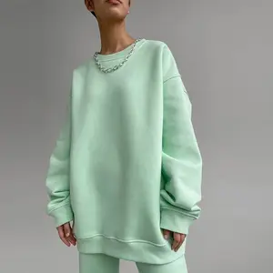 OEM Women Clothing Streetwear Oversize Sweatshirt Set Jogger 2 Piece Pants Set Custom Fleece Women Tracksuits Set