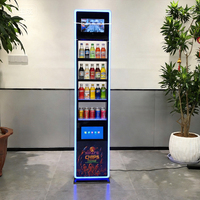 Étagère de présentation personnalisée sur pied à 4 niveaux avec éclairage LED, en acrylique, pour bouteilles de boissons, présentoir de produits, présentoir de spiritueux avec écran LCD