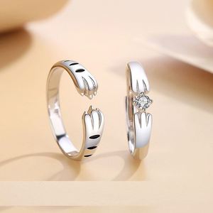 New Trendy Sweet Lover Animal Paw <b>Couple</b> <b>Ring</b> Trend Personality Open <b>Ring</b> for Lover Men Women Finger Diamond <b>Ring</b> for Wedding - Product Image 2