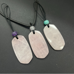 Kalung liontin Bezel wanita, kristal mawar Quartz gaya romantis - Product Image 3