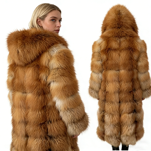 <span class=keywords><strong>Cappotto</strong></span> Lungo da Donna <span class=keywords><strong>in</strong></span> Vera <span class=keywords><strong>Pelliccia</strong></span> di Volpe Rossa, Casual, <span class=keywords><strong>con</strong></span> <span class=keywords><strong>Cappuccio</strong></span> e Traspirante, per l'Inverno - Product Image 4