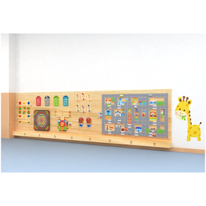 Barra de Actividades para Niños Pequeños con Juguetes Adaptables, Multifuncional, de Madera y Material EVA, Favorece la Primera Infancia, el Aprendizaje a Caminar y la Motricidad Fina - Product Image 1