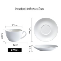 Taza de Café de Porcelana de Lujo con Logotipo Personalizado, Juego de Taza y Platillo para Cappuccino de 220 ml para Cafetería y Hotel