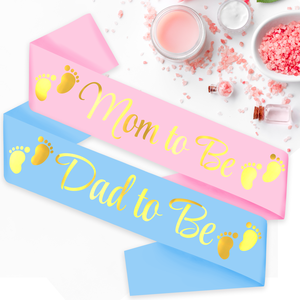 2 packs de décorations de bannière Delphinus pour baby shower et Saint-Valentin, lettres en satin <span class=keywords><strong>bleu</strong></span> et rose avec feuille d'or pour future maman et futur papa, cadeaux de fête - Product Image 2
