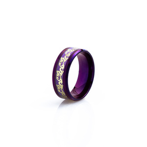 <span class=keywords><strong>Bague</strong></span> de Fiançailles Unisexe Tendance en Acier Inoxydable, Motif Dragon Phénix Incrusté, Anti-ternissement, Couleur Violette, <span class=keywords><strong>Prix</strong></span> de Gros - Product Image 5