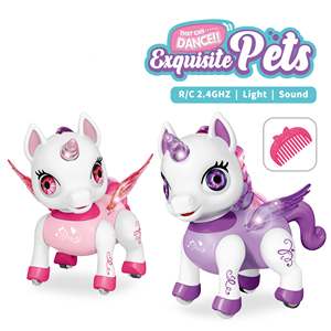 Cheval <span class=keywords><strong>Licorne</strong></span> <span class=keywords><strong>Robot</strong></span> Interactif Télécommandé 2.4G, Marche et Danse avec Lumière LED et Son, <span class=keywords><strong>Jouet</strong></span> en Plastique pour Enfants Filles - Product Image 1