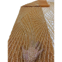 Tissu en dentelle de luxe brodé écologique blanc à sequins et perles, orné de diamants brillants pour robes de mariée et vêtements pour garçons et filles