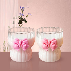 Atacado Personalização Vendas Diretas Pode Personalizar INS Bonito Bow Shaped Copos De Vidro Único Fairy Juice Cup - Product Image 1