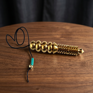 Pendentif de radiesthésie artisanal en bronze doré avec agate naturelle Isis, technique de moulage, pour la guérison, vente en gros - Product Image 3