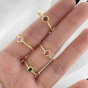 Wholesale Fashion Simple 18K Gold Plated Multicolor Cubic Zirconia <b>Adjustable</b> <b>Ring</b> Women - Product Image 4