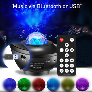 Lampada Notturna Proiettore Musicale USB a LED Cielo Stellato RGB Multicolore Atmosfera da Comodino con Motivo a Onde d'Acqua Piccole <span class=keywords><strong>Dimensioni</strong></span> - Product Image 2