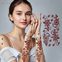 Kit de tatouage au henné brun blanc pour femmes et filles DIY motif de dentelle temporaire faux tatouages sur le corps visage bras jambes imprimé sur papier