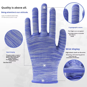 Anti-Static PU Coated Palm Mechanic <strong>Gloves</strong> ESD Protection <strong>12</strong> <strong>oz</strong> Thickness Customizable Safety <strong>Gloves</strong> - Product Image 2